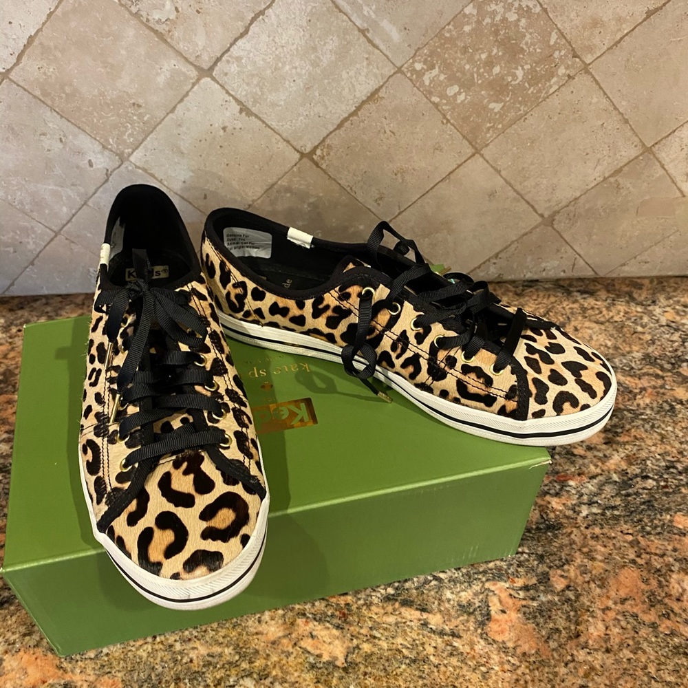 Kids Kate spade leopard sneakers shoes 8.5